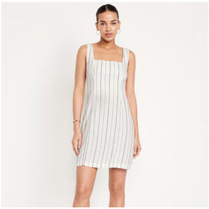 Old Navy Womens Striped Linen Mini Shift Dress‎ Size XL Boho Lagenlook Beach